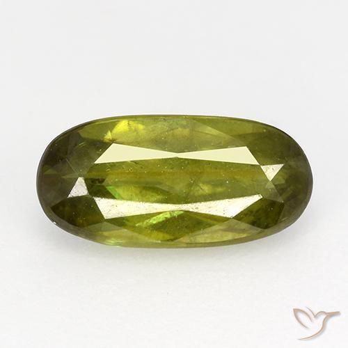 0.95ct Naturale Verde scuro Sfene, Ovale, VS-SI
