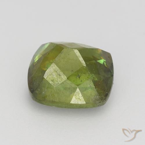 Sfene Verde terroso naturale da 1.11 ct, Cuscino, VS-SI