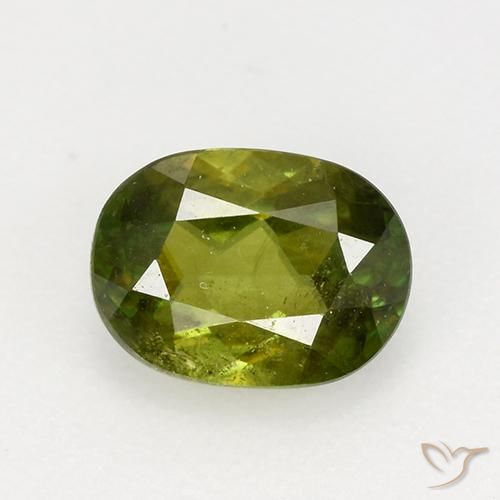 0.81ct Naturale Verde medio-scuro Sfene, Ovale, VS-SI