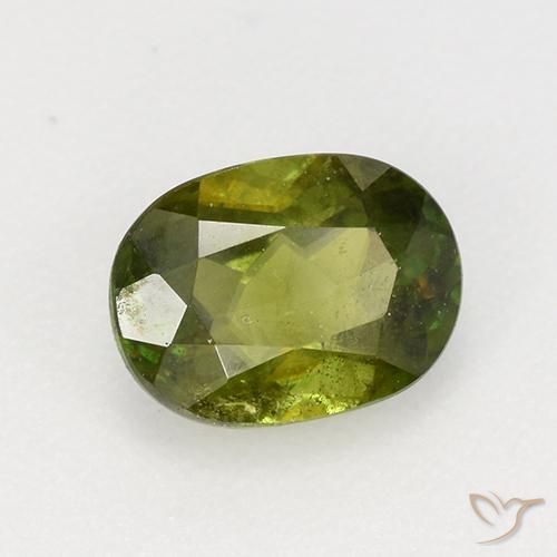 Sfene Verde medio-scuro naturale da 0.81 ct, Ovale, VS-SI