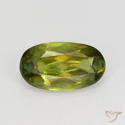 0.71ct Naturale Verde medio Sfene, Ovale, VS-SI