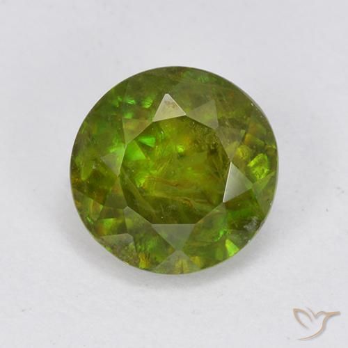 Sfene naturale verde da 1,21 ct, taglio rotondo, VS-SI