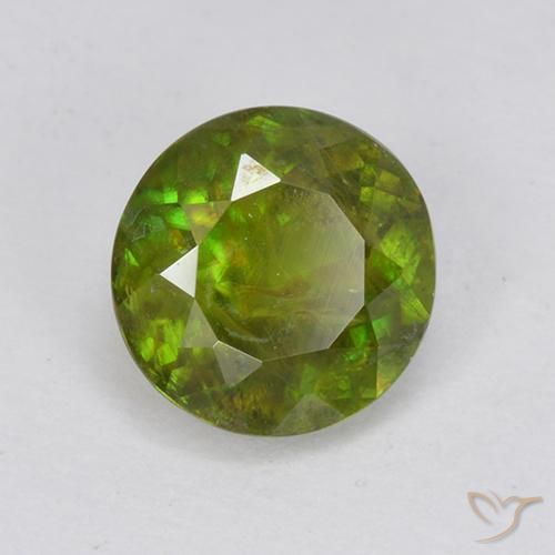 Sfene naturale verde da 1,21 ct, taglio rotondo, VS-SI