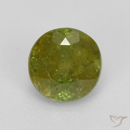 0.90ct Naturale Verde terroso Sfene, Rotondo, VS-SI