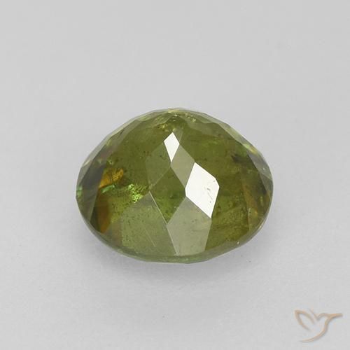 Sfene Verde terroso naturale da 0.90 ct, Rotondo, VS-SI