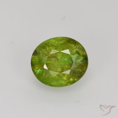 1.19ct Naturale Verde foresta Sfene, Ovale, VS-SI