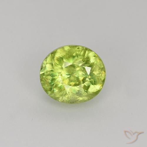 1.00ct Naturale Giallo chiaro Sfene, Ovale, VS-SI