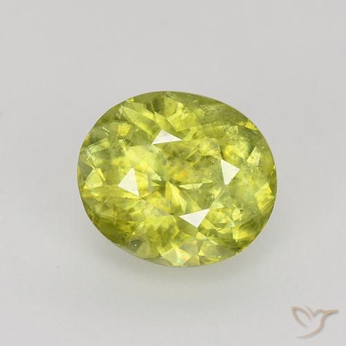 1.12ct Naturale Giallo medio Sfene, Ovale, VS-SI