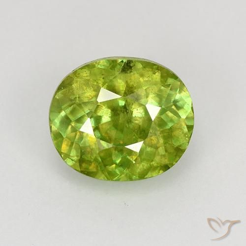Sfene Verde giallastro vivace naturale da 1.08 ct, Ovale, VS-SI