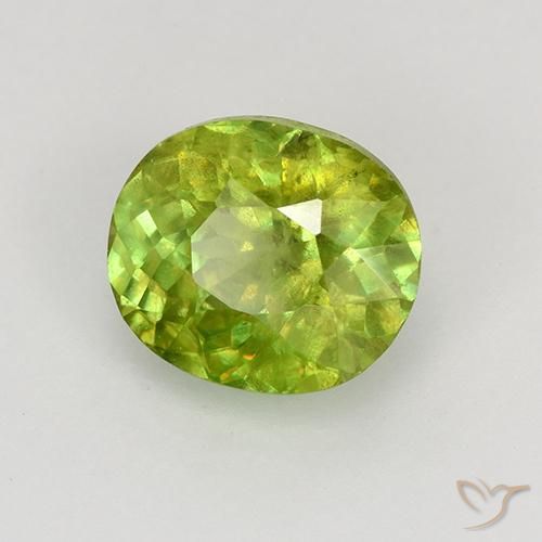 Sfene Verde giallastro vivace naturale da 1.08 ct, Ovale, VS-SI