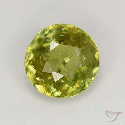 1.13ct Naturale Verde medio Sfene, Rotondo, VS-SI