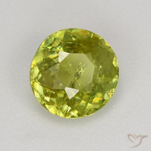 Sfene Verde medio naturale da 1.13 ct, Rotondo, VS-SI