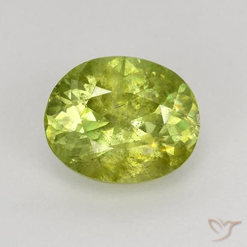 1.19ct Naturale Caldo bosco verde Sfene, Ovale, VS-SI