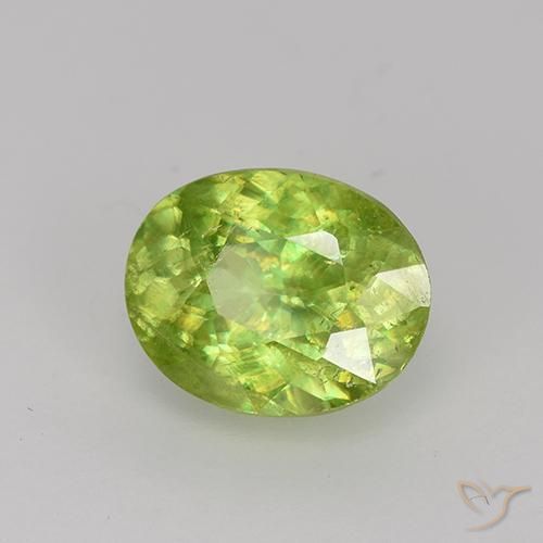 Sfene Verde acceso naturale da 1.51 ct, Taglio ovale, VS-SI