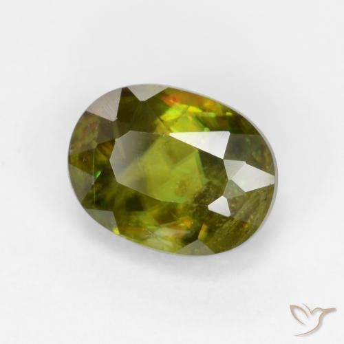 0.84ct Naturale Verde medio-scuro Sfene, Ovale, VS-SI