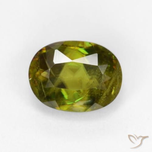 Sfene Verde medio-scuro naturale da 0.84 ct, Ovale, VS-SI