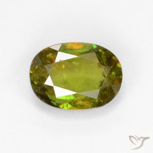 0.70ct Naturale Caldo terroso verde Sfene, Ovale, VS-SI