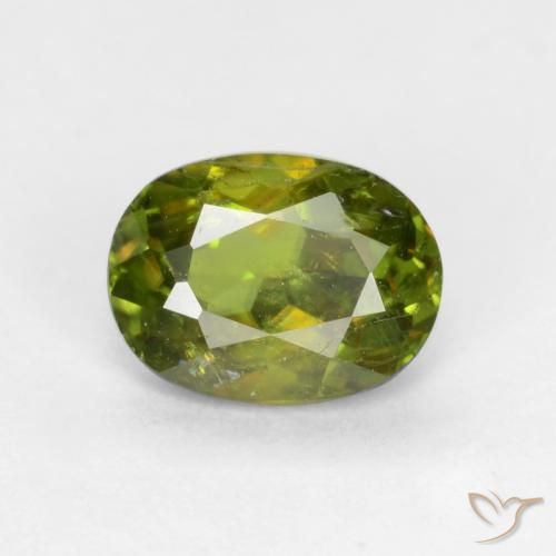 0.65ct Naturale Caldo terroso verde Sfene, Ovale, SI