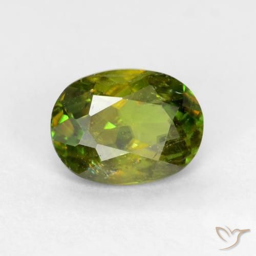 Sfene Caldo terroso verde naturale da 0.65 ct, Ovale, SI