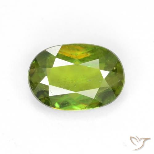 0.65ct Naturale Verde foresta Sfene, Ovale, VS-SI