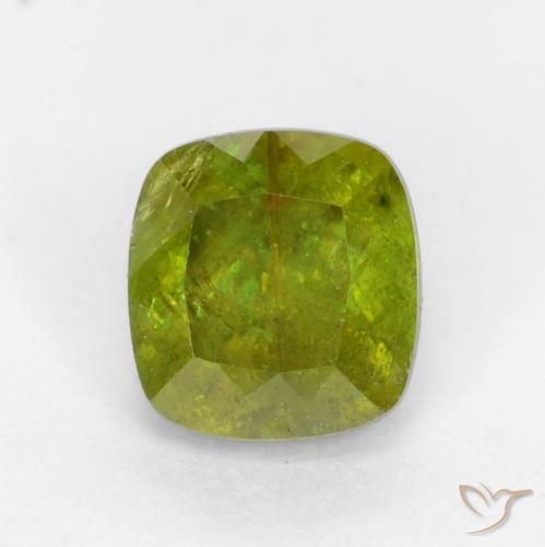 0.68ct Naturale Caldo terroso verde Sfene, Cuscino, SI
