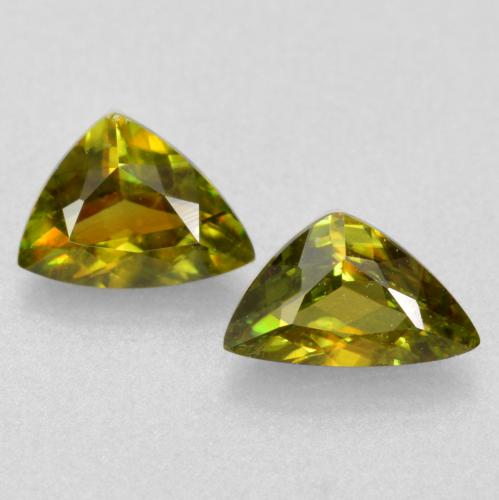 Sfene naturale verde da 0,75 ct, trillion, VS-SI
