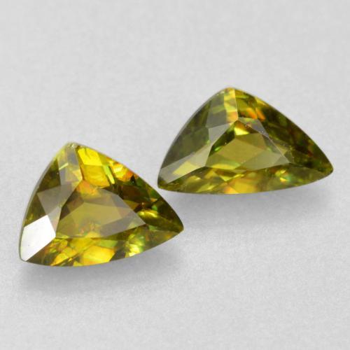 Sfene naturale verde da 0,75 ct, trillion, VS-SI