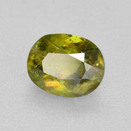 Sfene naturale verde da 0,54 ct, taglio ovale, VS-SI
