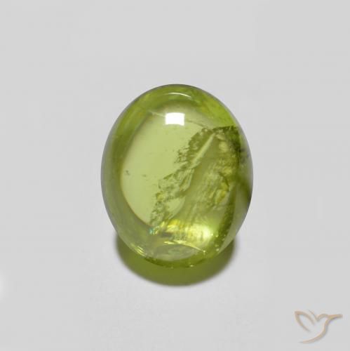 Sfene naturale verde da 1,59 ct, taglio ovale, traslucido