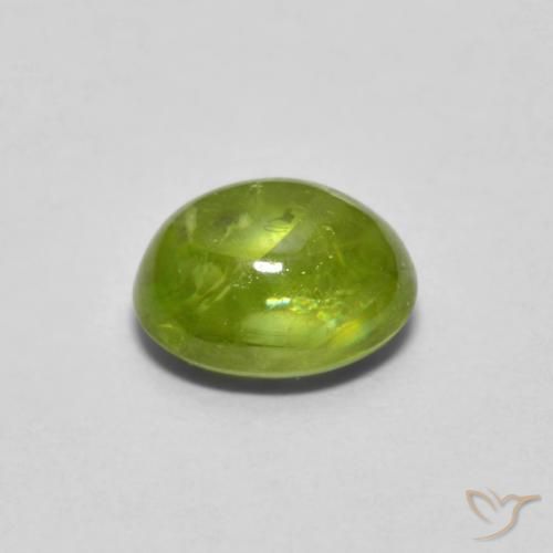 Sfene Verde terroso chiaro naturale da 1.09 ct, Ovale, Trasparente