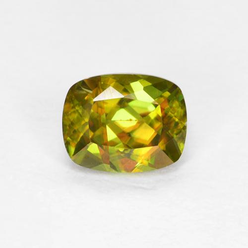 Sfene naturale verde da 0,45 ct, taglio a cuscino, VS