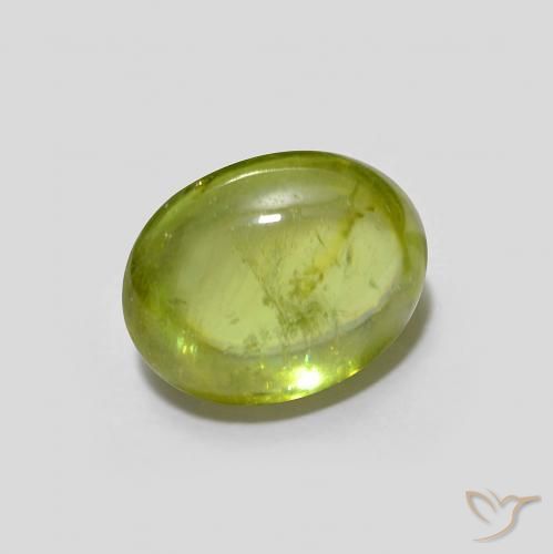 Sfene Verde oliva naturale da 1.76 ct, Ovale, Trasparente
