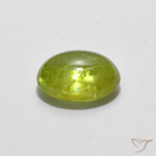 Sfene Verde oliva naturale da 1.32 ct, Ovale, Trasparente