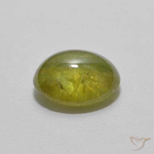 Sfene Caldo bosco verde naturale da 1.35 ct, Ovale, Trasparente