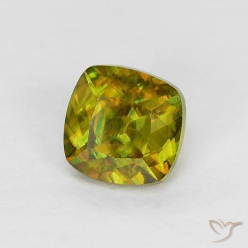 0.34ct Naturale Verde medio Sfene, Cuscino, VS