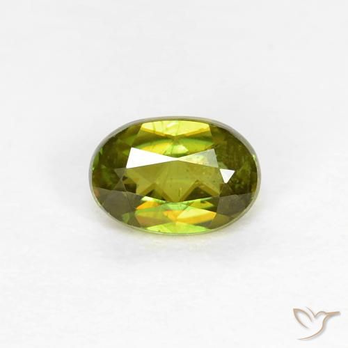 0.42ct Naturale Medium Dark-Green Sfene, Ovale, VS