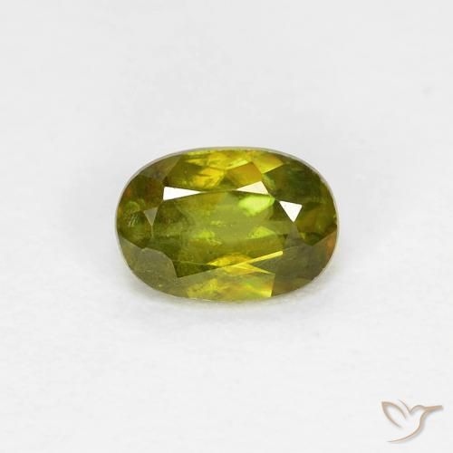0.42ct Naturale Verde medio Sfene, Ovale, VS