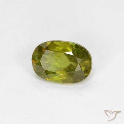Sfene Verde medio naturale da 0.42 ct, Ovale, VS