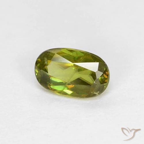 0.50ct Naturale Caldo terroso verde Sfene, Ovale, VS