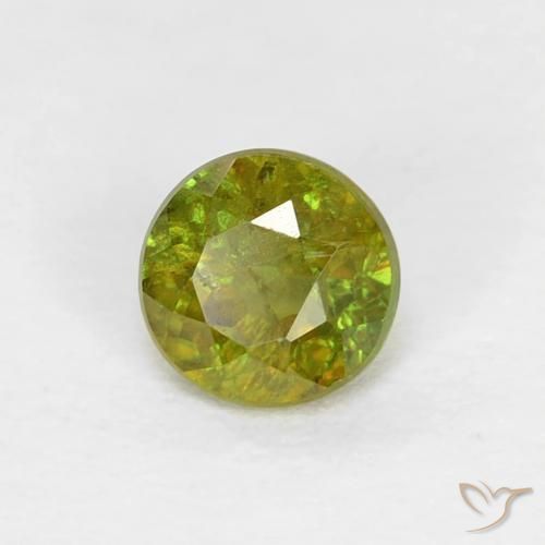 Sfene Caldo bosco verde naturale da 0.40 ct, Rotondo, VS
