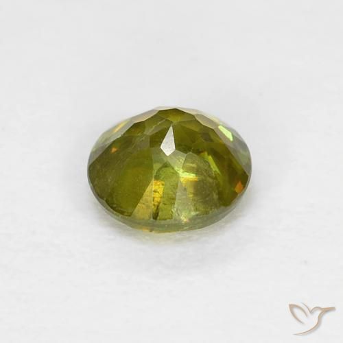 Sfene Caldo bosco verde naturale da 0.40 ct, Rotondo, VS
