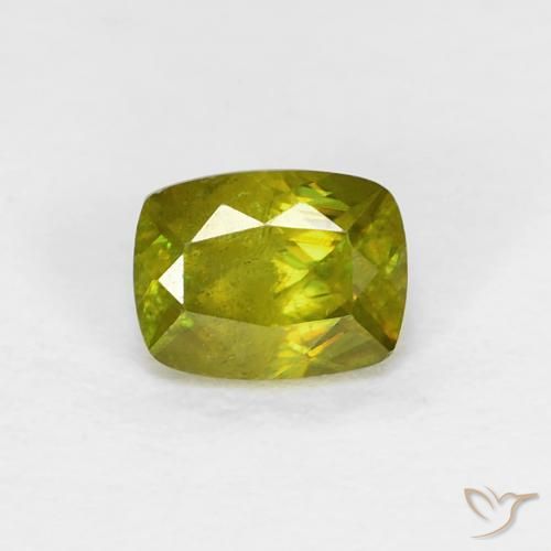 0.54ct Naturale Caldo bosco verde Sfene, Cuscino, VS