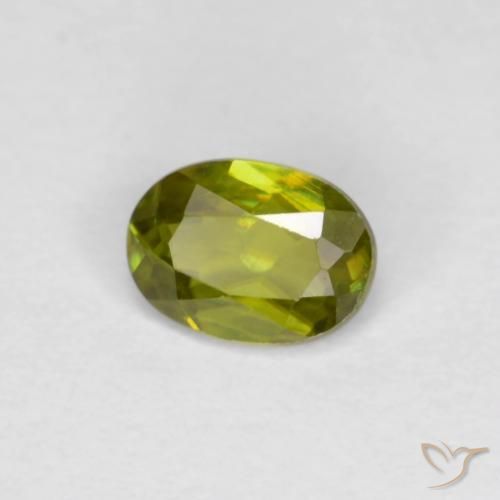 0.40ct Naturale Caldo terroso verde Sfene, Ovale, VS