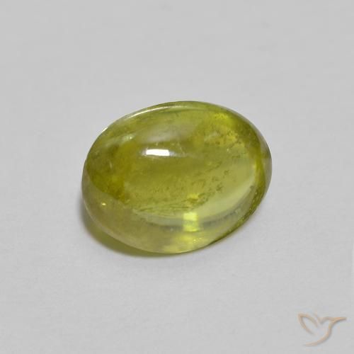 Sfene Caldo terroso verde naturale da 1.40 ct, Ovale, Trasparente