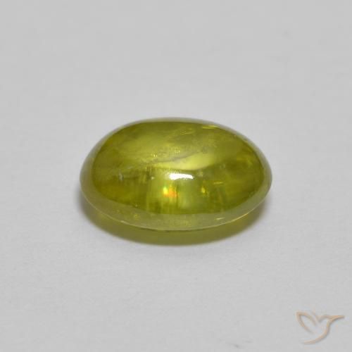 Sfene Caldo terroso verde naturale da 1.40 ct, Ovale, Trasparente