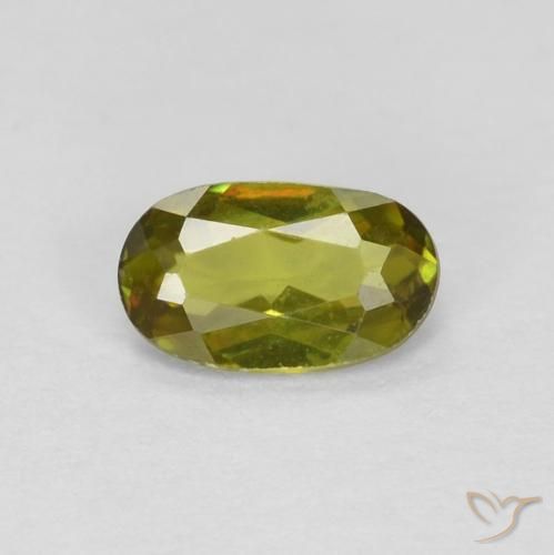 0.34ct Naturale Caldo terroso verde Sfene, Ovale, VVS-VS