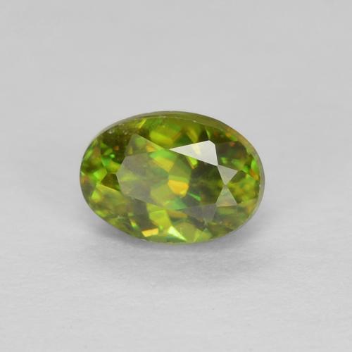 Sfene Caldo terroso verde naturale da 0.48 ct, Taglio ovale, VVS-VS