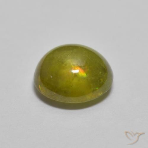 Sfene Caldo bosco verde naturale da 1.38 ct, Ovale, Trasparente