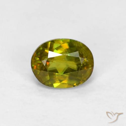 0.37ct Naturale Verde medio Sfene, Ovale, VVS-VS
