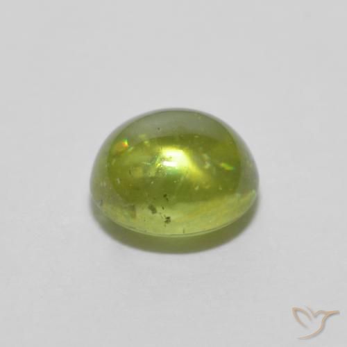 Sfene Verde giallastro naturale da 0.89 ct, Ovale, Trasparente